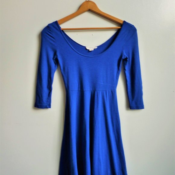 3/4 Sleeve Fit and Flare Dress, Cobalt Blue - Picture 4 of 7